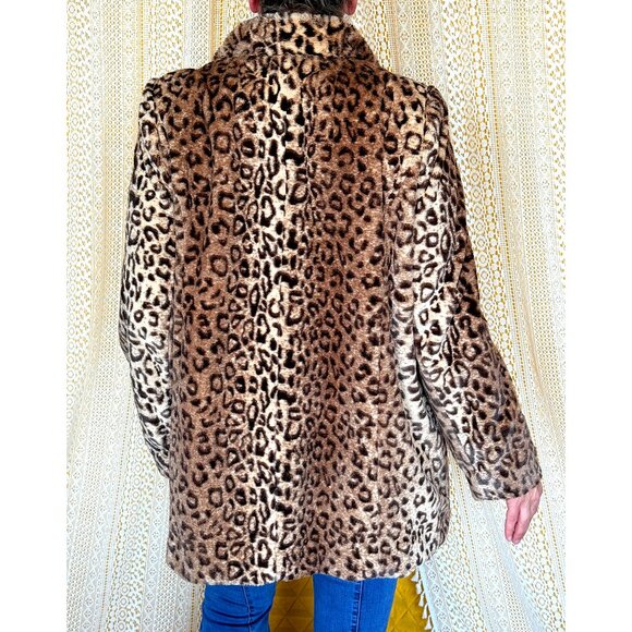 Vintage Y2k Leopard Faux Fur Statement Coat by Cato Size XL - Picture 3 of 11